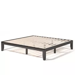 Costway King Size 14'' Wooden Bed Frame Mattress Platform Wood Slats Support EspressoNatural