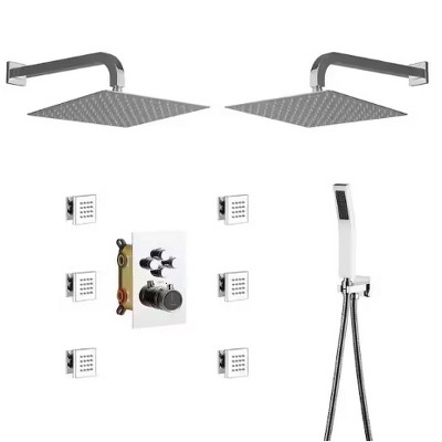 CASAINC Single Handle 1-Spray Thermostatic 4-function Shower Faucet Dual Showerhead