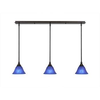 Toltec Lighting Any 3 - Light Chandelier in  Bronze with 7" Blue Italian Shade