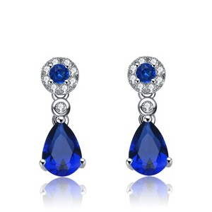 Guili Dress Earrings in White Gold Plated Sterling Silver with Colorful CZ – Radiant Sparkle and Romantic Charm for Special Occasions - 1 of 3