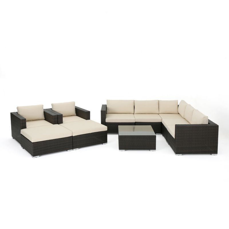 Santa Rosa 10pc Wicker Sectional Sofa - Christopher Knight Home, 3 of 6