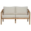 Patio Chair Outdoor Loveseat with Open-Side Design and Cushions, Acacia Wood Frame for Porch, Garden, or Deck-Maison Boucle - 2 of 4