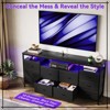 63" Fabric Dresser with 10 Drawers, TV Stand, Built-in USB Ports & LED Lights, Multi-Functional Storage for 75" TVs - 3 of 4
