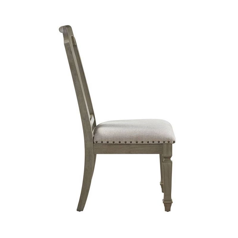 Set of 2 20&#34; Zumala Dining Chairs Beige Linen/Weathered Oak Finish - Acme Furniture, 6 of 8