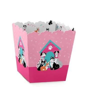Big Dot of Happiness Pawty Like a Puppy Girl - Party Mini Favor Boxes - Pink Dog Baby Shower or Birthday Party Treat Candy Boxes - Set of 12
