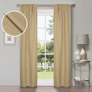 Classic Linen Design Room Darkening Semi-Blackout Curtains, Set of 2 by Blue Nile Mills - 1 of 4