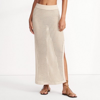 Lands' End Women's Cotton Open Knit Maxi Swim Cover-up Skirt