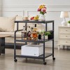 VECELO Printer Stand, 3-Tier Rolling Cart with 5-Level Adjustable Shelves & Lockable Wheels, Black - 4 of 4