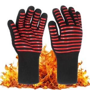 Unique Bargains Silicone Heat Resistant Fireproof Grilling Glove 1472°F Red 1 Pc - 1 of 4