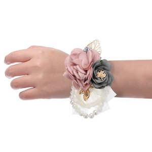 Unique Bargains Decorative Wedding Prom Party Artificial Rose Wrist Corsages 6 Pcs - 1 of 3