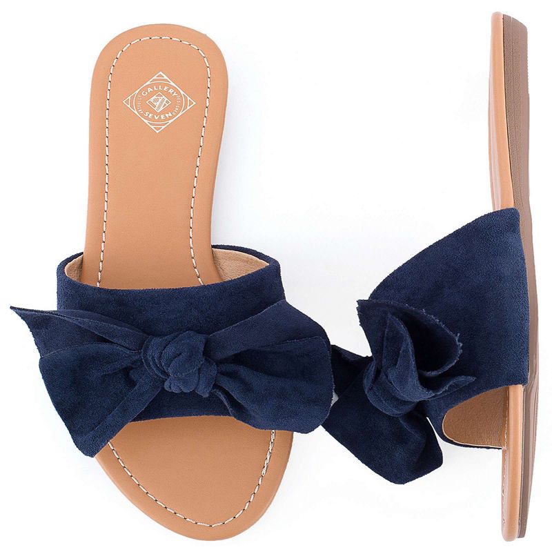 Gallery Seven - Women's Suede Bow Slide Sandals, 2 of 8