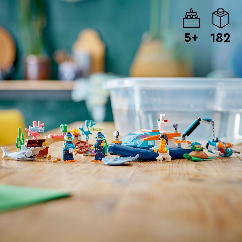 LEGO City Explorer Diving Boat Ocean Building Toy Set 60377, 3 of 10