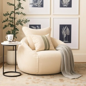 42" Bean Bag Chairs, Large Bean Bag Couch With Ergonomic Backrest for Adults, Memory Foam Filled Velvet  Floor Sofa for Reading, Playing or Relaxing - 1 of 4