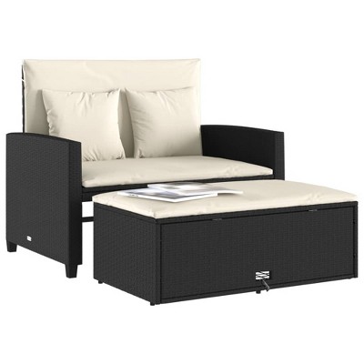 vidaXL Patio Sofa Black, Cream White