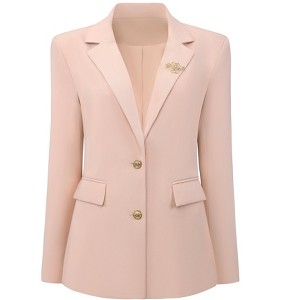 INSPIRE CHIC Women's Notch Lapel Long Sleeve with Brooch Business Work Blazer - 1 of 4