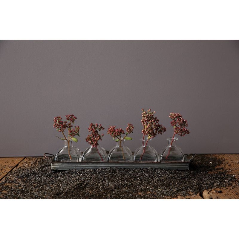 Iron Decorative Tray with 5 Glass Vases - Storied Home, 3 of 6