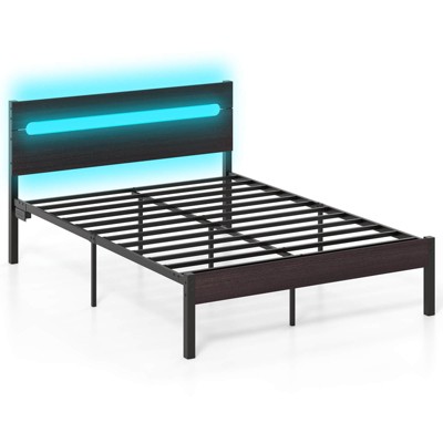 Safstar Full Size Bed Frame w/Built-in Charging Station Sturdy Mattress Foundation