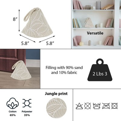 Natural White Cotton Jungle Print Weighted Floor Stop