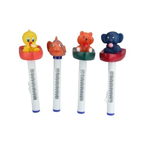 Pool Central Set of 4 White and Orange Baby Floating Swimming Pool Thermometers with Cords 9.5" - 1 of 4