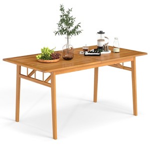 Tangkula 63" Acacia Wood Dining Table for 6 People Heavy-Duty Indoor Outdoor Wooden Table - 1 of 4