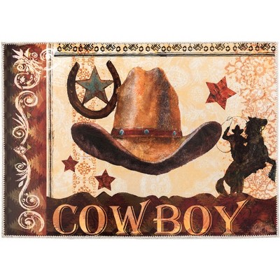 Olivia's Home Cowboy Hat Doormat – 22" x 32" Rustic Western Coir Mat with Classic Ranch Style for Entryways
