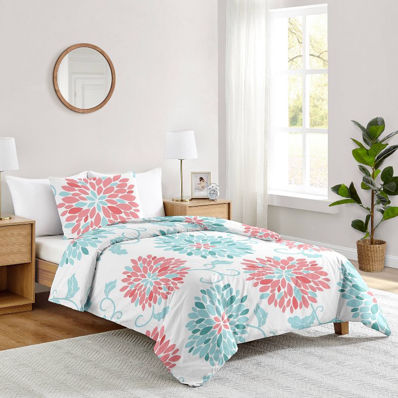 4pc Emma Twin Kids&#39; Comforter Bedding Set Coral and Turquoise - Sweet Jojo Designs, 3 of 7