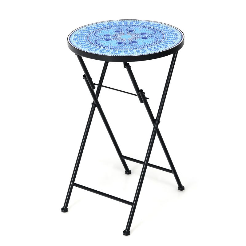 Costway Folding Mosaic Side Table Accent Table Bistro End Table, 1 of 11