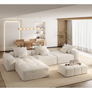 Oversized 184.25" Sparkling Chenille Tufted Modular Sectional Sofa with 6 Pillows, No Assembly and 6 PCS DIY Combination - 1 of 4