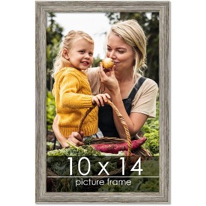 PosterPalooza | 10x14 Thin Barnwood Picture Frame, UV Acrylic, 2 Finishes - Grey and Black - 1 of 4