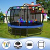 GDFStudio Vivian Outdoor/Indoor Steel Ladder Round Trampoline with Enclosure and Flag - 4 of 4