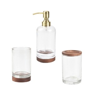 Cameo 3pc Bathroom Set - Soap/Lotion Dispenser, Toothbrush Holder, Tumbler, Non-Slip Protective Silicone Feet - 1 of 4