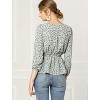Allegra K Women's Floral Print Belted Waist Square Neck Vintage Peplum Blouse - 4 of 4