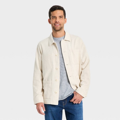 Мужские рубашки Goodfellow & Co Men's Long Sleeve Collared Button-Down Shirt - Goodfellow & Co™ Natural S
