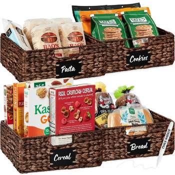 mDesign Woven Farmhouse Pantry Food Storage Bin Basket Box, 6 Pack - Brown  Ombre, 12 x 9 x 6