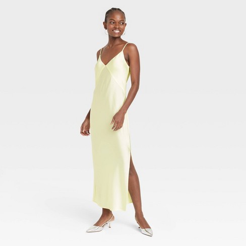 Women's Midi Slip Dress - A New Day™ Yellow L