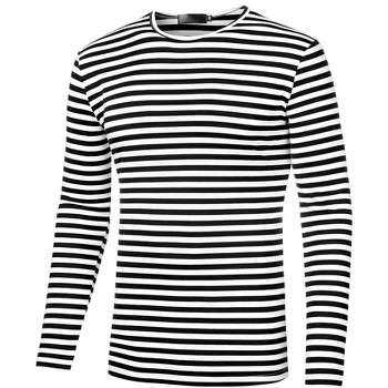 Lars Amadeus Men's Casual Striped Crew Neck Long Sleeve Pullover T-Shirt