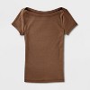 Women's Cap Sleeve Boat Neck Ribbed T-Shirt - A New Day™ Brown - 4 of 4