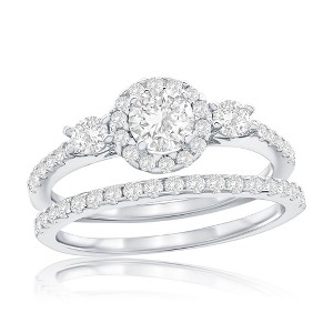 Bella Silver Sterling Silver, Round Halo CZ 2-PC Engagement Ring - Available Sizes:  9 ,  8 ,  6 ,  7 - 1 of 3