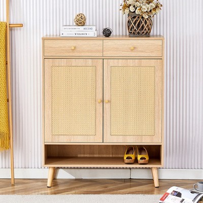 Modern minimalist storage cabinet, rattan shoe cabinet, bed top cabinet. Beautiful shape