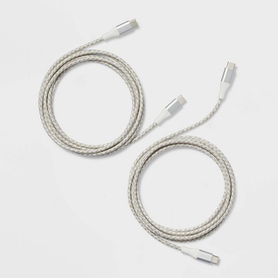 6&#39; USB-C to USB-C Braided Cable 2pk - heyday&#8482; White