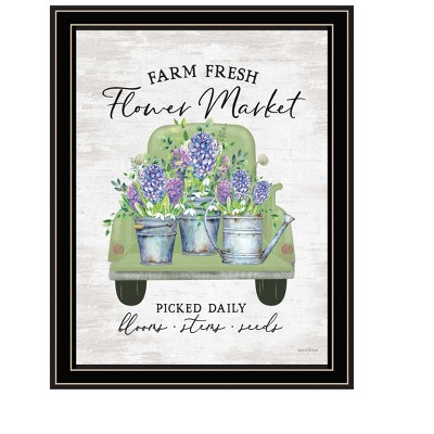 HomeRoots Flower Market Hyacinths Black Framed Print Wall Art