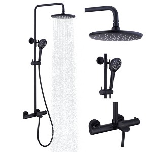 CASAINC 3-Spray Patterns 9 Inches Thermostatic Shower Faucet Wall Mount Dual Shower Heads and Tub Faucet - 1 of 4