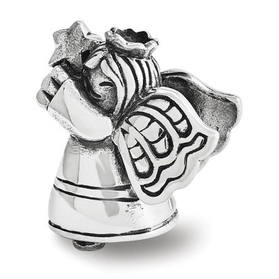 Black Bow Jewelry Christmas Angel Bead Charm in Antiqued Sterling Silver
