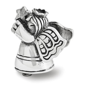 Black Bow Jewelry Christmas Angel Bead Charm in Antiqued Sterling Silver - 1 of 2