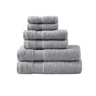 Vynxaria Gray 6 Piece Egyptian Cotton Towel Set