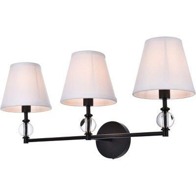 Bethany Dimmable 3-Light Bath Sconce with Black Iron and Crystal Accents