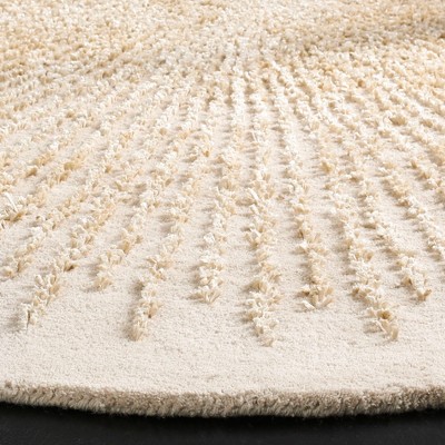 Handmade Black Wool and Viscose Tufted Round Rug, 6' Diameter