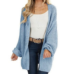 Imily Bela Womens Cardigan Solid Color Long Sleeve Open Front Chunky Knit Sweater Outwear - 1 of 4