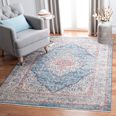 Elysian Blue Round Synthetic Easy-Care Area Rug, 4' Diameter