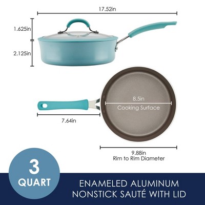 Agave Blue Nonstick Aluminum 3-Quart Saute Pan with Lid